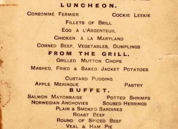 Меню первого обеда на «Титанике» было продано за 140000$